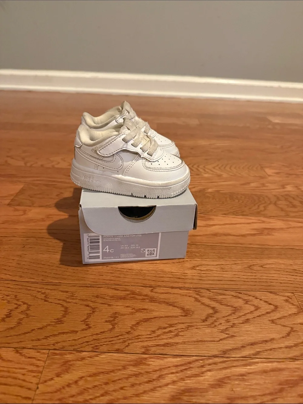 Kids White Low-Top Leather Sneakers